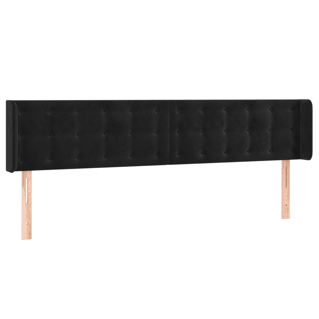 Κεφαλάρι Κρεβατιού LED Μαύρο 183x16x78/88 εκ. Βελούδινο