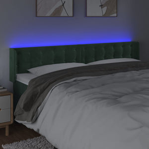 Κεφαλάρι Κρεβατιού LED Σκούρο Πράσινο 183x16x78/88εκ. Βελούδινο