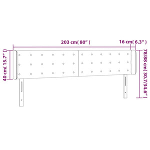 Κεφαλάρι Κρεβατιού LED Ανοιχτό Γκρι 203x16x78/88 εκ. Βελούδινο