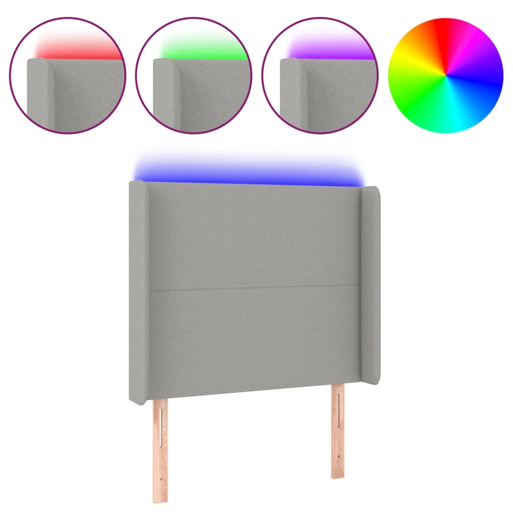 Κεφαλάρι Κρεβατιού LED Ανοιχτό Γκρι 93x16x118/128εκ. Υφασμάτινο - Pakobazaar