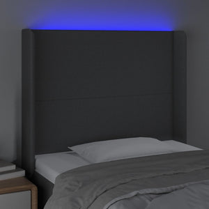 Κεφαλάρι Κρεβατιού LED Σκούρο Γκρι 93x16x118/128εκ. Υφασμάτινο - Pakobazaar