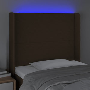 Κεφαλάρι Κρεβατιού LED Σκούρο Καφέ 93x16x118/128 εκ.Υφασμάτινο