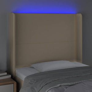 Κεφαλάρι Κρεβατιού LED Κρεμ 93x16x118/128εκ. Υφασμάτινο