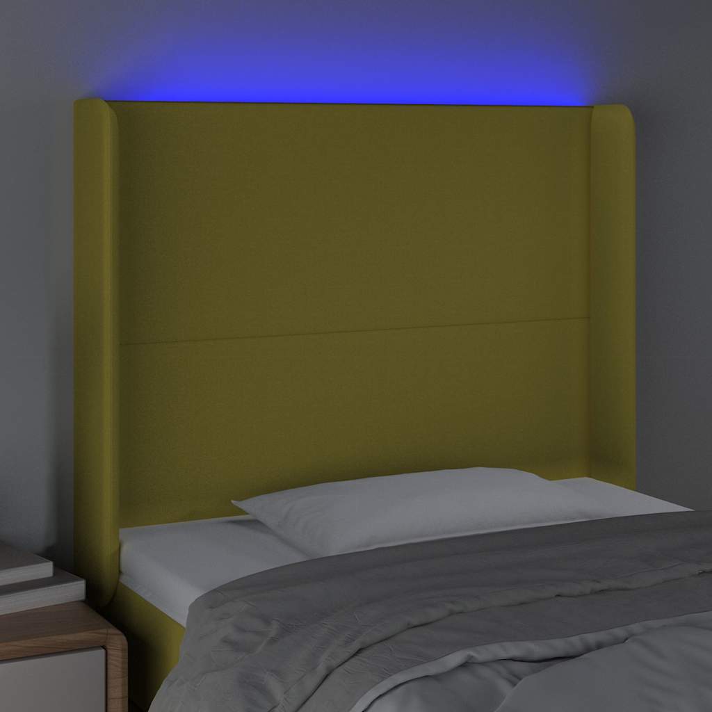 Κεφαλάρι Κρεβατιού LED Πράσινο 93x16x118/128εκ. Υφασμάτινο