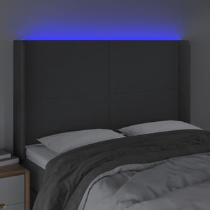 Κεφαλάρι Κρεβατιού LED Σκούρο Γκρι 147x16x118/128εκ. Υφασμάτινο