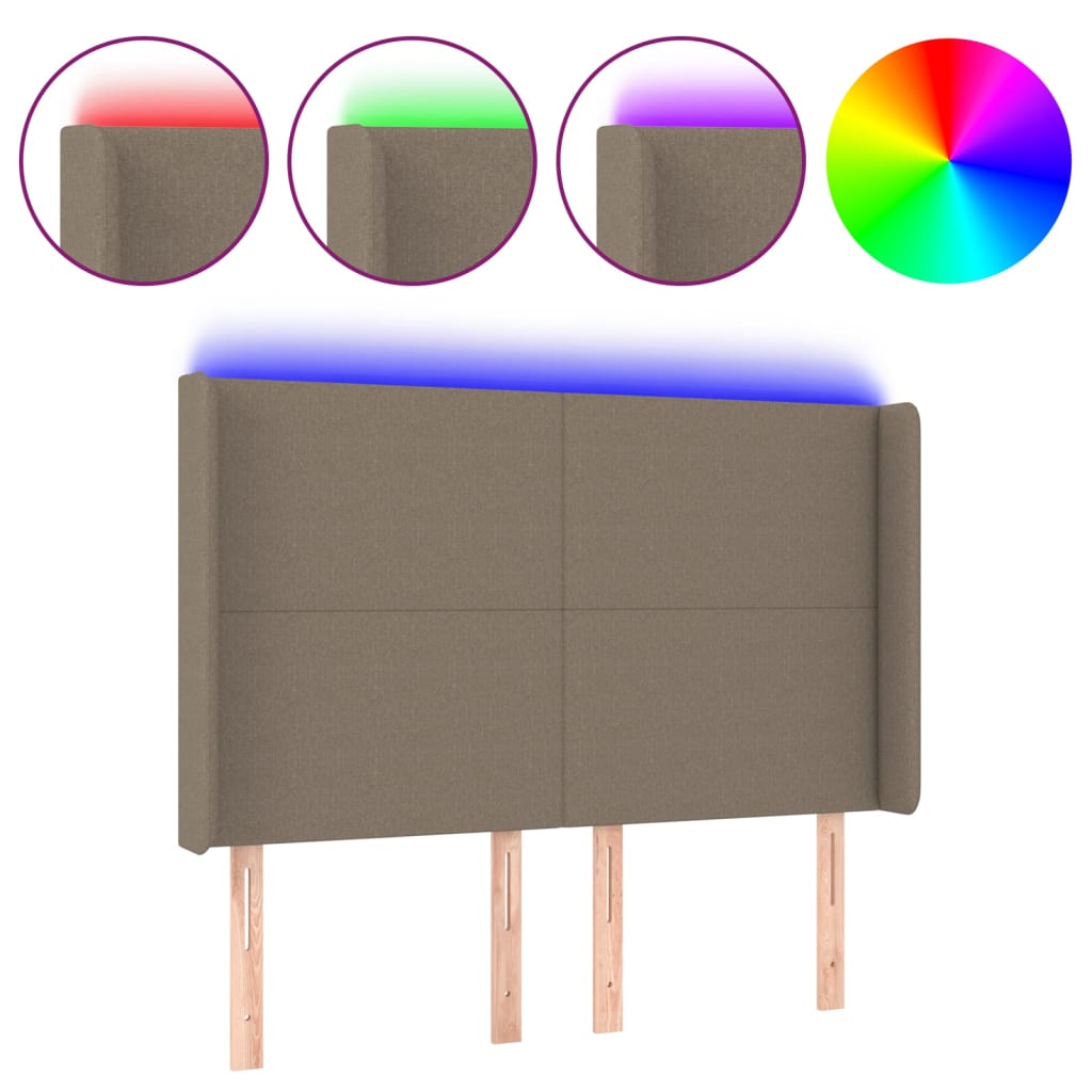 Κεφαλάρι Κρεβατιού LED Taupe 147x16x118/128 εκ. Υφασμάτινο
