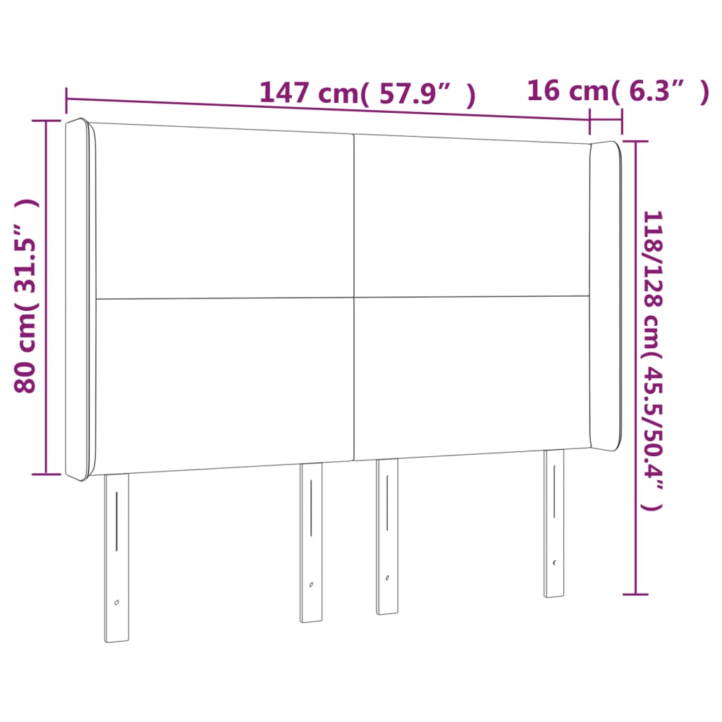 Κεφαλάρι Κρεβατιού LED Taupe 147x16x118/128 εκ. Υφασμάτινο