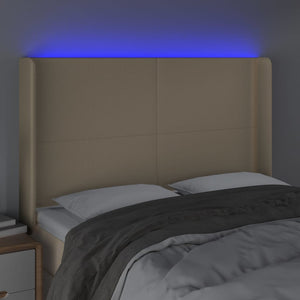 Κεφαλάρι Κρεβατιού LED Κρεμ 147x16x118/128 εκ. Υφασμάτινο