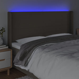 Κεφαλάρι Κρεβατιού LED Taupe 163x16x118/128 εκ. Υφασμάτινο