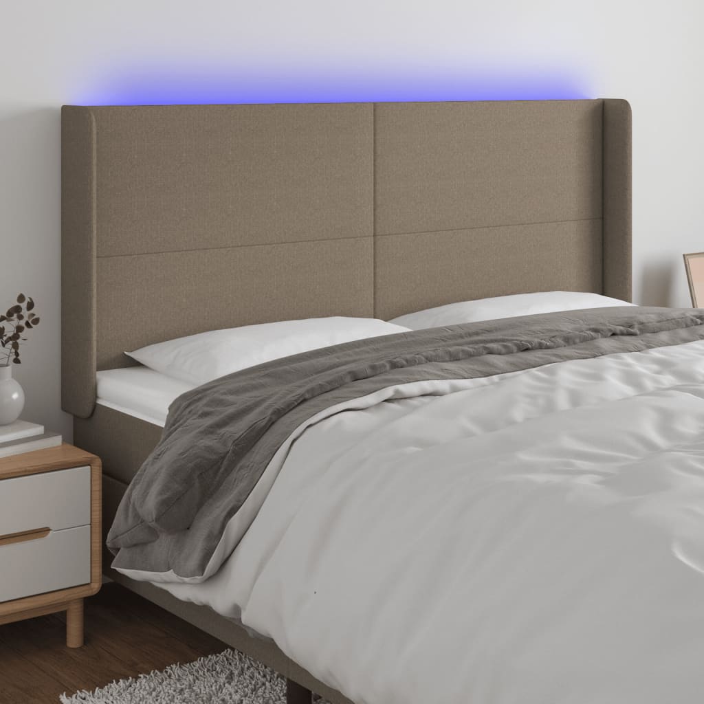 Κεφαλάρι Κρεβατιού LED Taupe 183x16x118/128 εκ. Υφασμάτινο