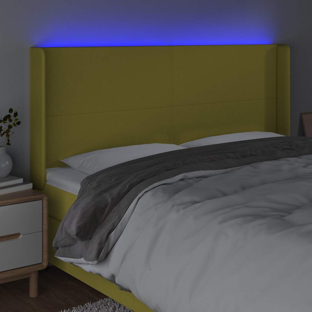Κεφαλάρι Κρεβατιού LED Πράσινο 203x16x118/128 εκ. Υφασμάτινο - Pakobazaar