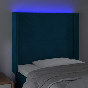 Κεφαλάρι Κρεβατιού LED Σκούρο Μπλε 83x16x118/128εκ. Βελούδινο - Pakobazaar