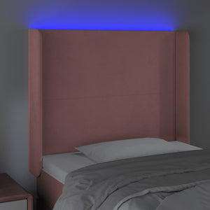 Κεφαλάρι Κρεβατιού LED Ροζ 83x16x118/128εκ. Βελούδινο