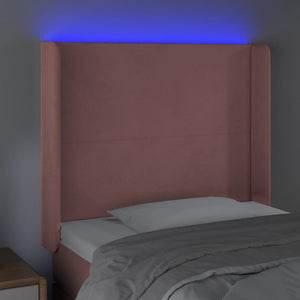 Κεφαλάρι Κρεβατιού LED Ροζ 93x16x118/128 εκ. Βελούδινο
