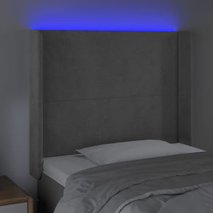 Κεφαλάρι Κρεβατιού LED Ανοιχτό Γκρι 103x16x118/128εκ. Βελούδινο