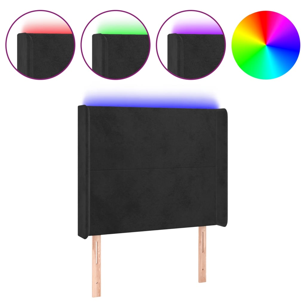 Κεφαλάρι Κρεβατιού LED Μαύρο 103x16x118/128 εκ. Βελούδινο - Pakobazaar