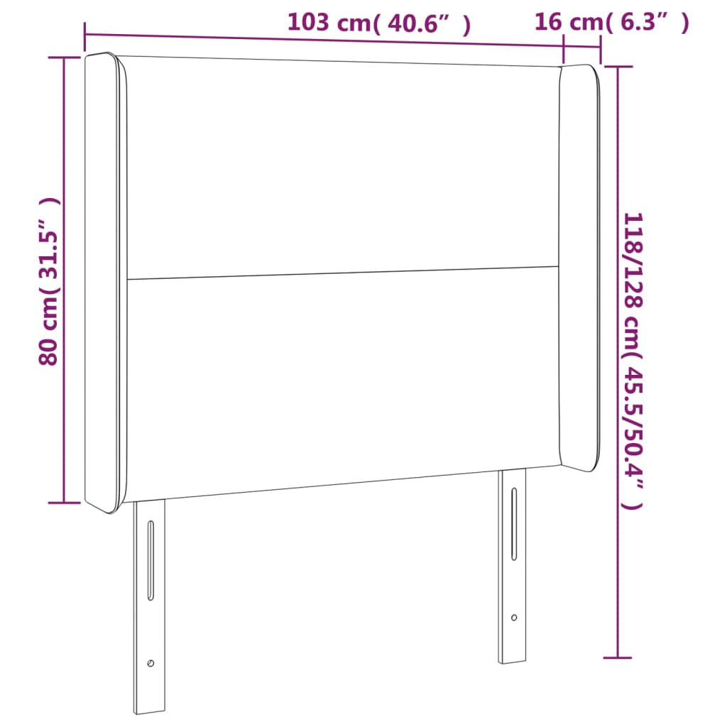 Κεφαλάρι Κρεβατιού LED Μαύρο 103x16x118/128 εκ. Βελούδινο - Pakobazaar