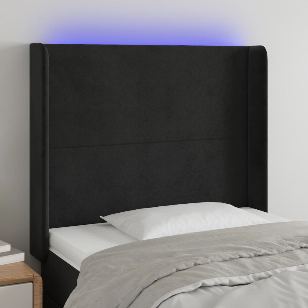 Κεφαλάρι Κρεβατιού LED Μαύρο 103x16x118/128 εκ. Βελούδινο - Pakobazaar