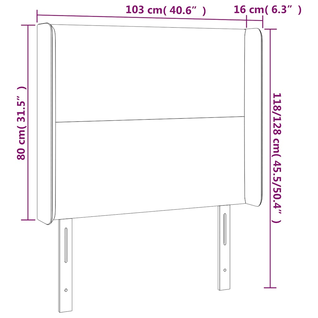 Κεφαλάρι Κρεβατιού LED Σκούρο Μπλε 103x16x118/128 εκ. Βελούδινο - Pakobazaar