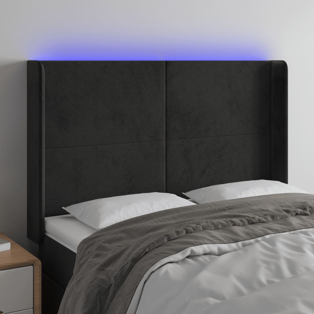 Κεφαλάρι Κρεβατιού LED Μαύρο 147x16x118/128 εκ. Βελούδινο - Pakobazaar