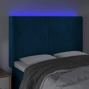 Κεφαλάρι Κρεβατιού LED Σκούρο Μπλε 147x16x118/128 εκ. Βελούδινο - Pakobazaar