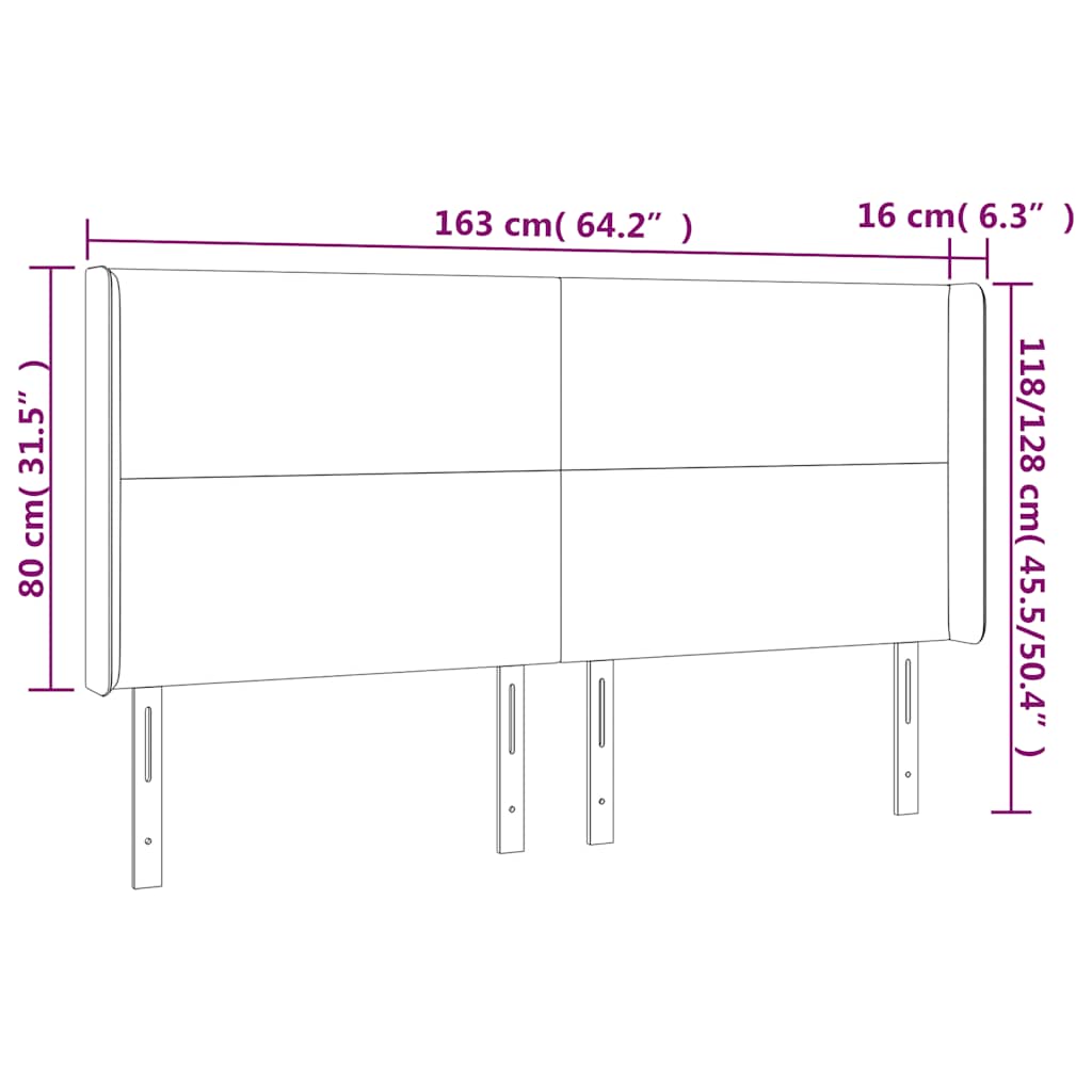 Κεφαλάρι Κρεβατιού LED Σκούρο Μπλε 163x16x118/128 εκ. Βελούδινο