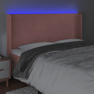 Κεφαλάρι Κρεβατιού LED Ροζ 163x16x118/128 εκ. Βελούδινο