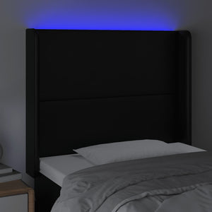 Κεφαλάρι Κρεβατιού LED Μαύρο 83x16x118/128εκ. Συνθετ. Δέρμα