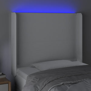 Κεφαλάρι Κρεβατιού LED Λευκό 83x16x118/128 εκ.Συνθετ. Δέρμα