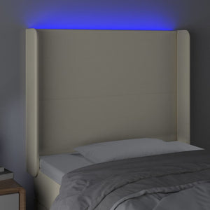 Κεφαλάρι Κρεβατιού LED Κρεμ 83x16x118/128εκ. Συνθετ. Δέρμα - Pakobazaar
