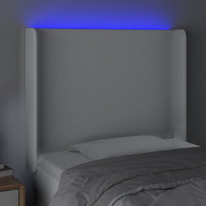 Κεφαλάρι Κρεβατιού LED Λευκό 93x16x118/128 εκ. Συνθετ. Δέρμα