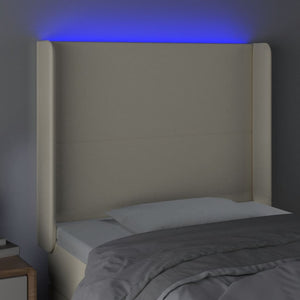 Κεφαλάρι Κρεβατιού LED Κρεμ 103x16x118/128 εκ. Συνθετ. Δέρμα