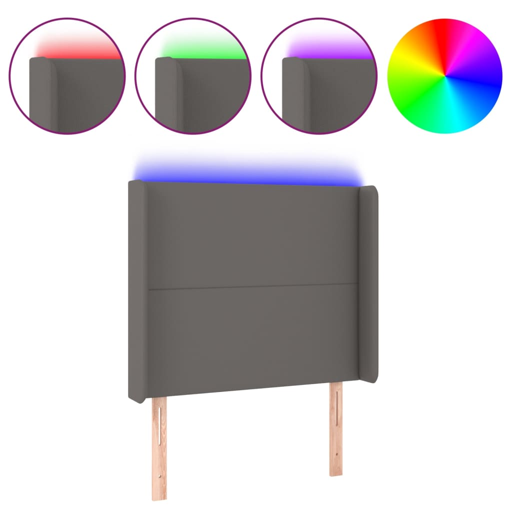 Κεφαλάρι Κρεβατιού LED Γκρι 103x16x118/128 εκ. Συνθετ. Δέρμα