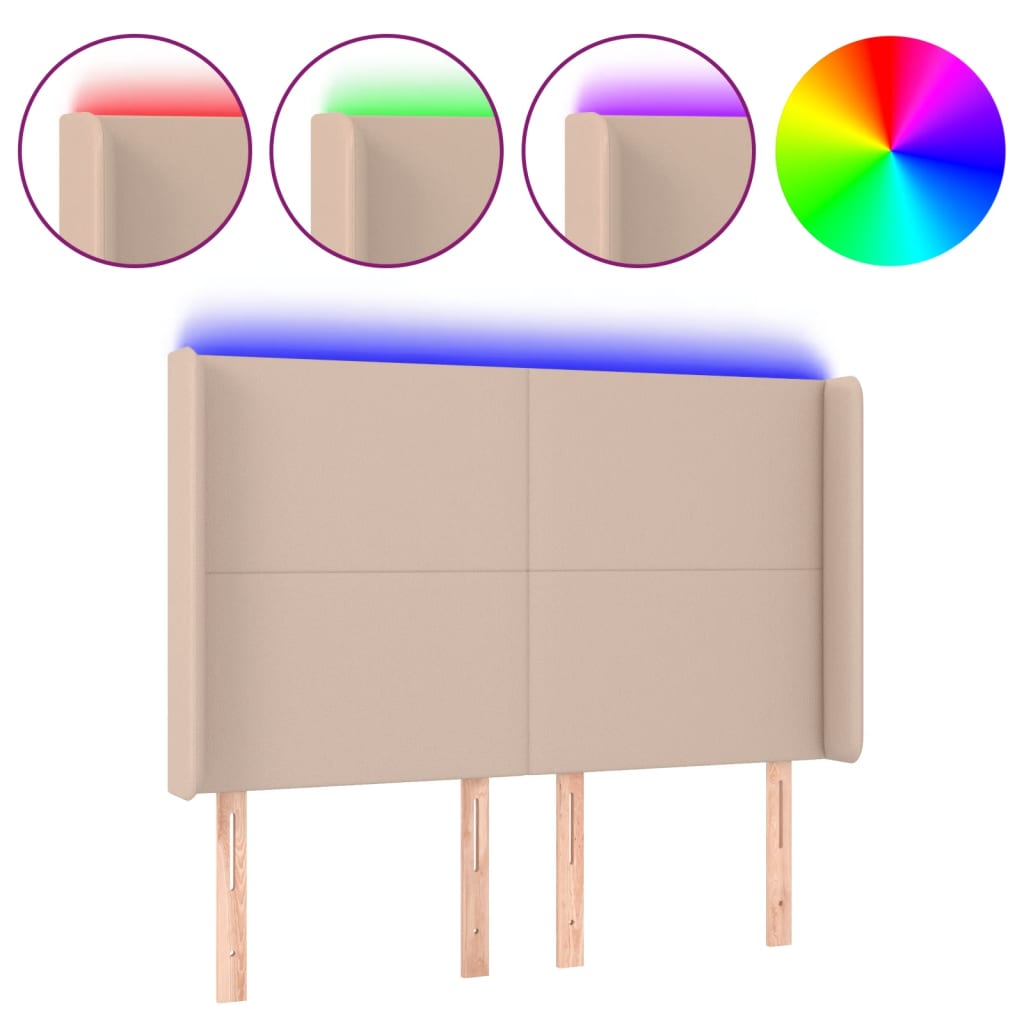 Κεφαλάρι Κρεβατιού LED Καπουτσίνο 147x16x118/128 εκ - Pakobazaar