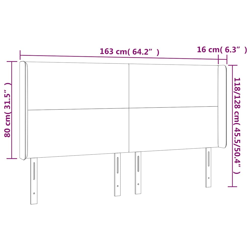 Κεφαλάρι Κρεβατιού LED Καφέ 163x16x118/128 εκ. Συνθετ. Δέρμα