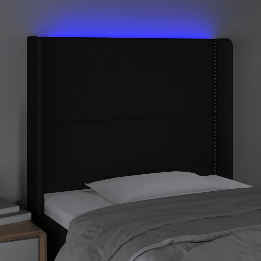 Κεφαλάρι Κρεβατιού LED Μαύρο 83x16x118/128εκ. Υφασμάτινο
