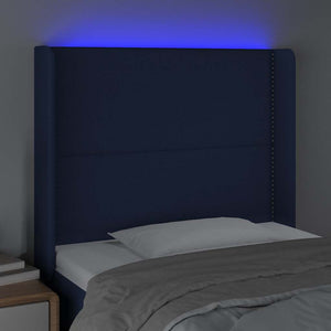 Κεφαλάρι Κρεβατιού LED Μπλε 83x16x118/128εκ. Υφασμάτινο