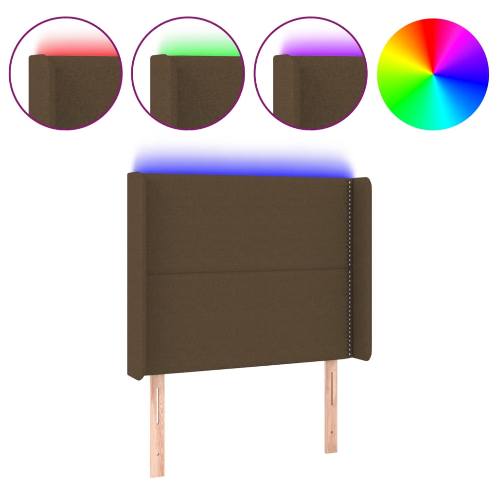 Κεφαλάρι Κρεβατιού LED Σκούρο Καφέ 93x16x118/128 εκ.Υφασμάτινο