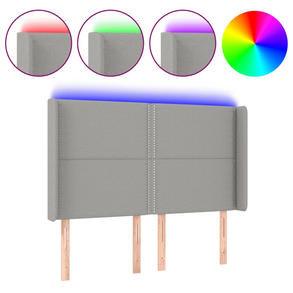 Κεφαλάρι Κρεβατιού LED Ανοιχτό Γκρι 147x16x118/128 εκ. - Pakobazaar