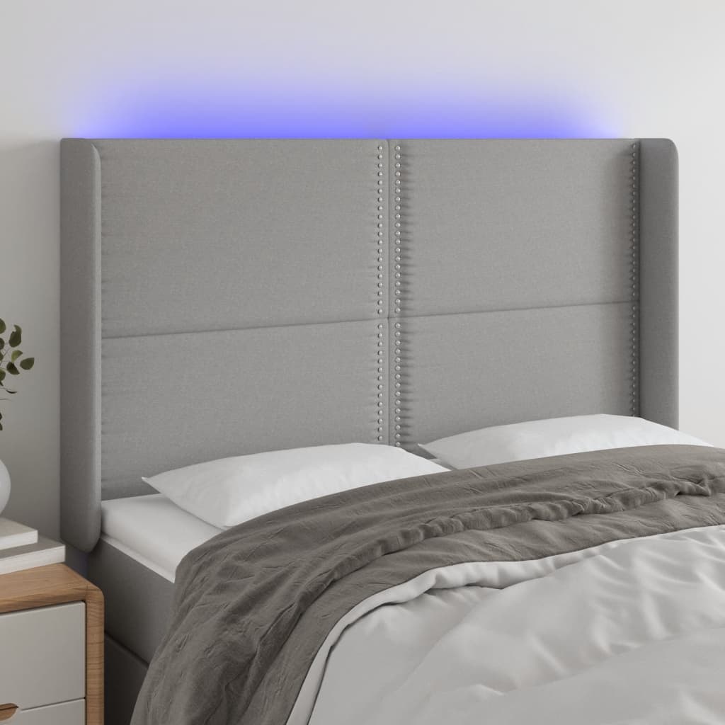 Κεφαλάρι Κρεβατιού LED Ανοιχτό Γκρι 147x16x118/128 εκ. - Pakobazaar