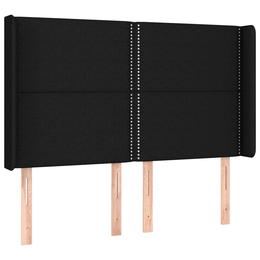 Κεφαλάρι Κρεβατιού LED Μαύρο 147x16x118/128 εκ. Υφασμάτινο
