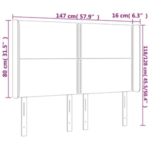 Κεφαλάρι Κρεβατιού LED Μαύρο 147x16x118/128 εκ. Υφασμάτινο