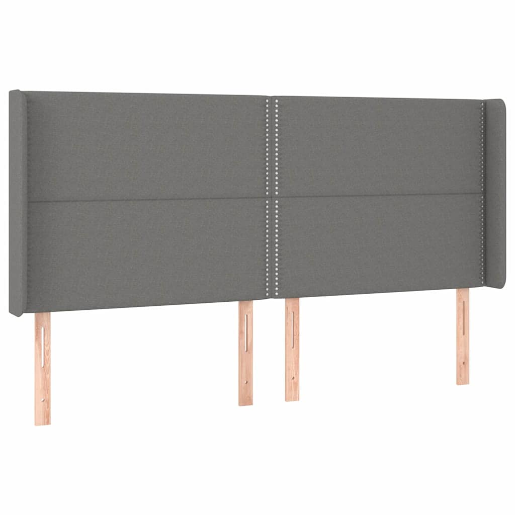 Κεφαλάρι Κρεβατιού LED Σκούρο Γκρι 163x16x118/128εκ. Υφασμάτινο