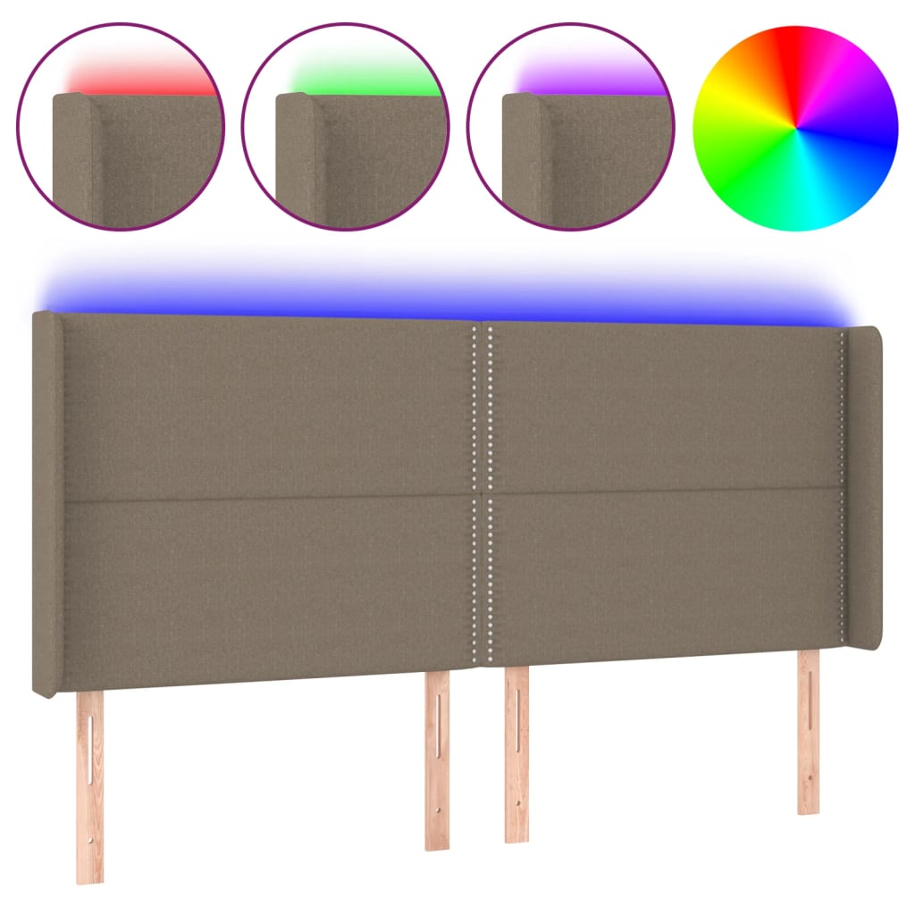 Κεφαλάρι Κρεβατιού LED Taupe 163x16x118/128 εκ. Υφασμάτινο