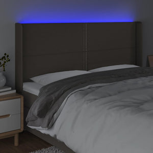 Κεφαλάρι Κρεβατιού LED Taupe 163x16x118/128 εκ. Υφασμάτινο