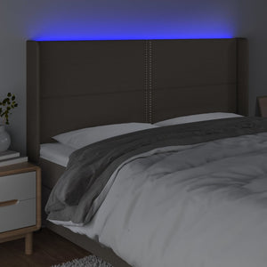 Κεφαλάρι Κρεβατιού LED Taupe 183x16x118/128 εκ. Υφασμάτινο