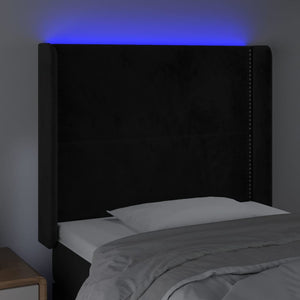 Κεφαλάρι Κρεβατιού LED Μαύρο 83x16x118/128εκ. Βελούδινο