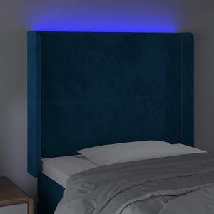 Κεφαλάρι Κρεβατιού LED Σκούρο Μπλε 83x16x118/128εκ. Βελούδινο - Pakobazaar
