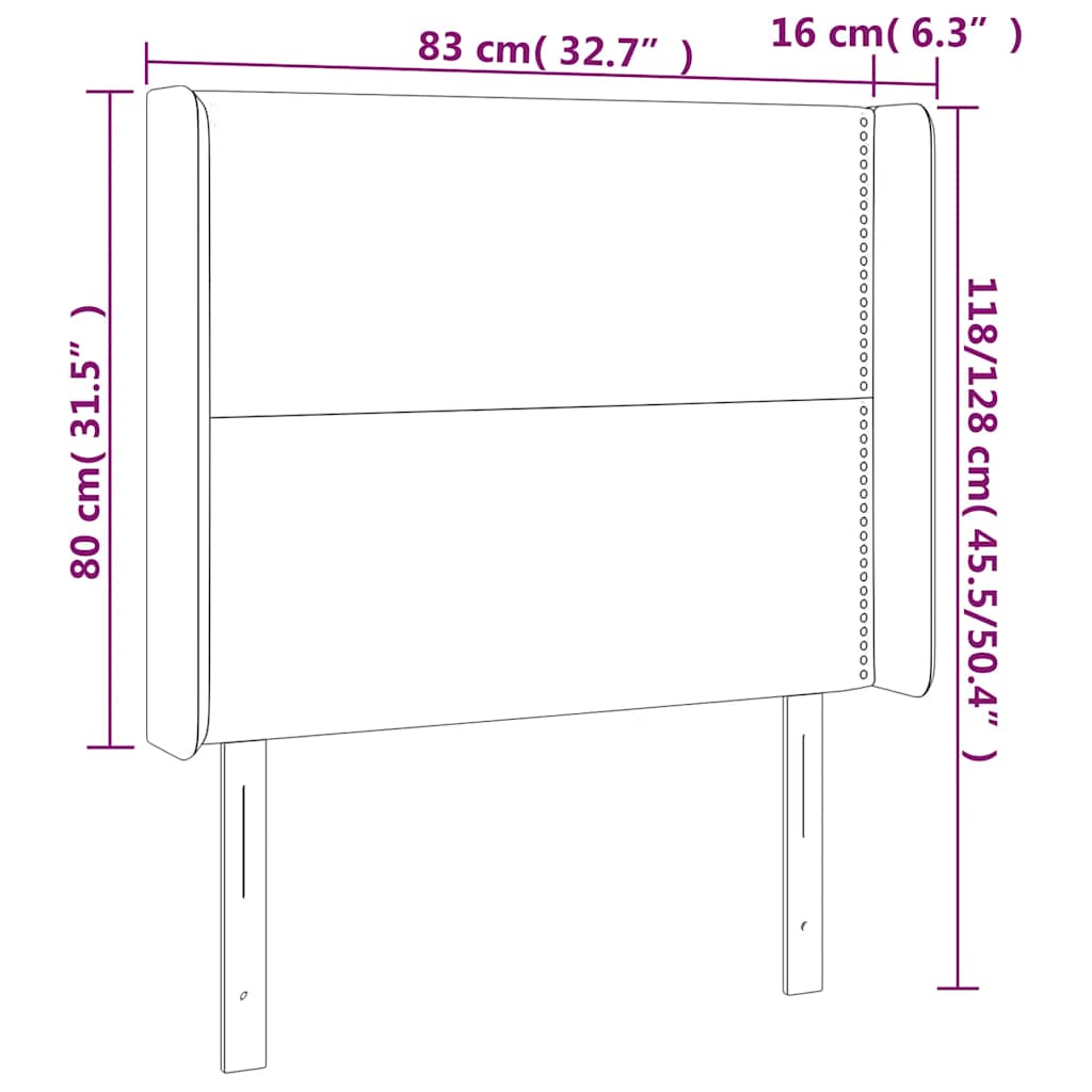 Κεφαλάρι Κρεβατιού LED Σκούρο Μπλε 83x16x118/128εκ. Βελούδινο - Pakobazaar