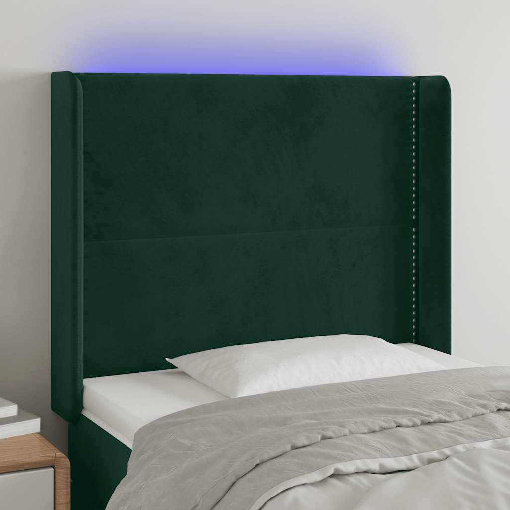 Κεφαλάρι Κρεβατιού LED Σκούρο Πράσινο 93x16x118/128 εκ - Pakobazaar